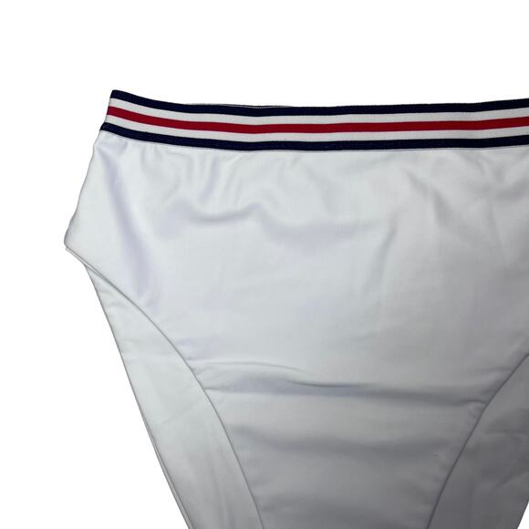 Revolve VDM The Label Izzy High Rise Bikini Bottoms White Red Blue Small/4 NWT - Picture 4 of 8
